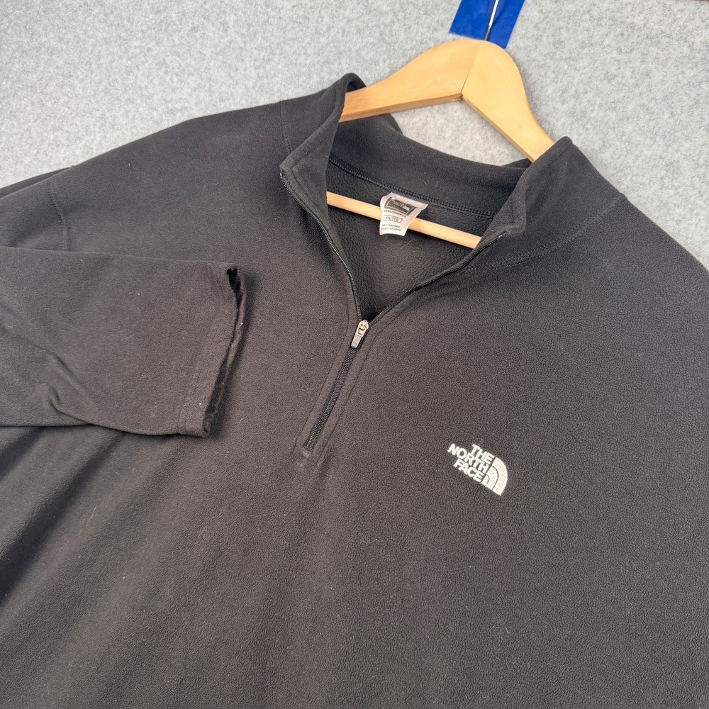North Face Fleece Pullover Mens XXL Black TKA Glacier 100 Quarter Zip Sweatshirt - Picture 2 of 9